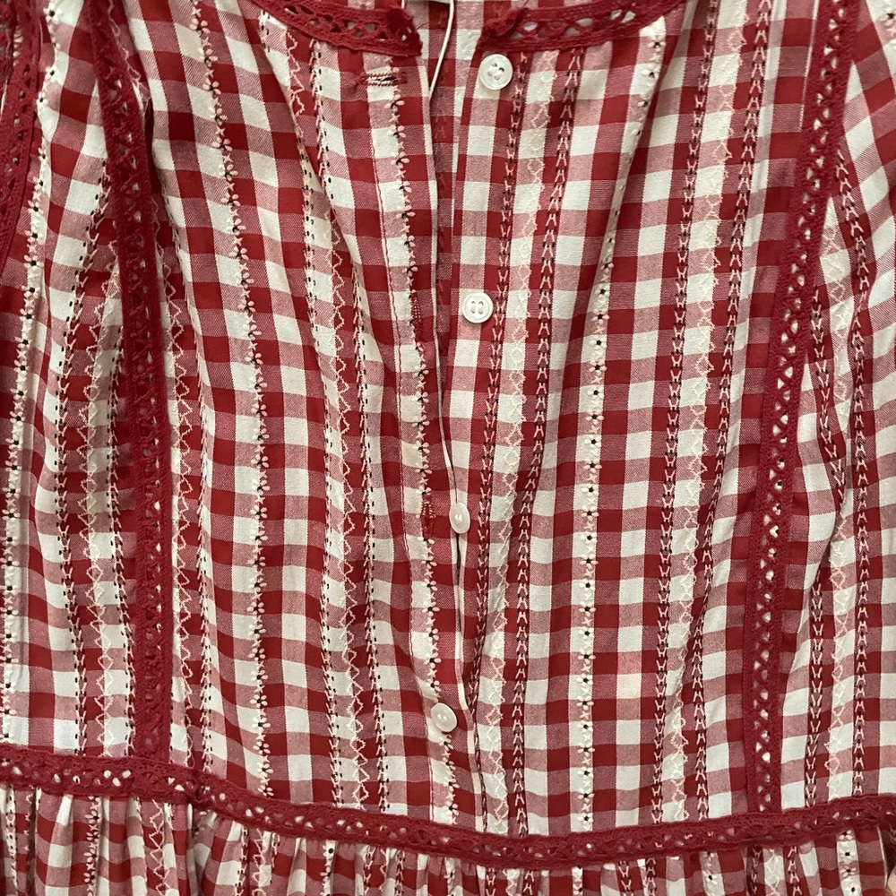 Red gingham tiered dress - Picture 4 of 4
